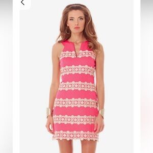 Lilly Pulitzer Augusta Anchor Print Jacquard Lace Trim Shift‎ Dress Size 8